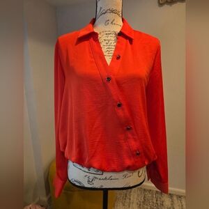 Karl Lagerfeld Vibrant Orange  Blouse,Long Sleeves, Size M.